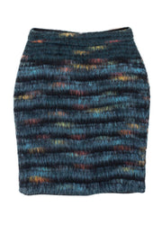 Current Boutique-Maeve - Blue & Multicolored Fuzzy Wool Blend Skirt Sz 2