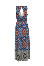 Current Boutique-Maeve - Blue & Orange Bohemian Print Sleeveless Maxi Dress Sz 10