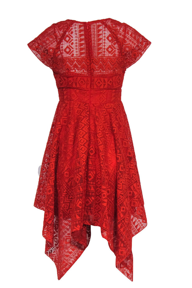 Current Boutique-Maeve - Burnt Orange Bohemian Lace Scarf Hem A-Line Dress Sz 4