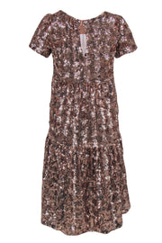 Current Boutique-Maeve - Light Pink Sequin Short Sleeve Tiered Midi Dress Sz XSP