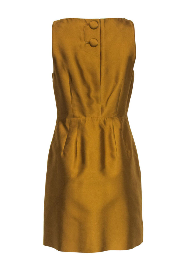 Current Boutique-Maeve - Mustard Yellow Satin Sheath Dress w/ Cutouts Sz 6