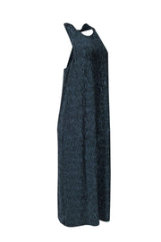 Current Boutique-Maeve - Navy Crinkle Textured Velvet Maxi Dress w/ Knotted Racerback Sz M