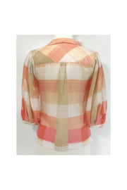 Current Boutique-Maeve - Peach & Tan Cotton & Silk Blouse Sz 0