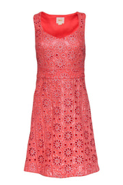 Current Boutique-Maeve - Pink Floral Eyelet A-Line Dress w/ Silver Embroidery Sz 2