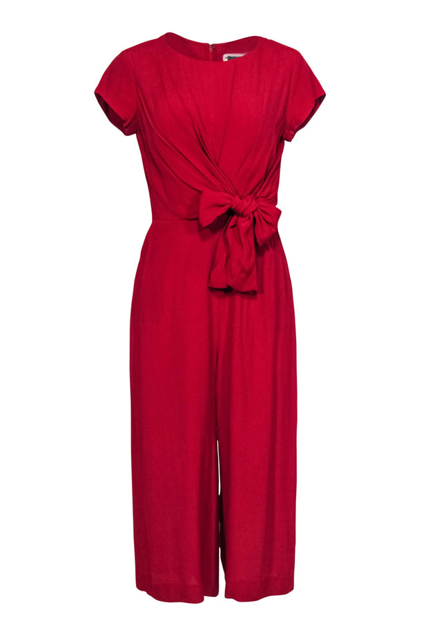 Current Boutique-Maeve - Red Short Sleeve Cropped Wide Leg Jumpsuit w/ Tied Top Sz 6