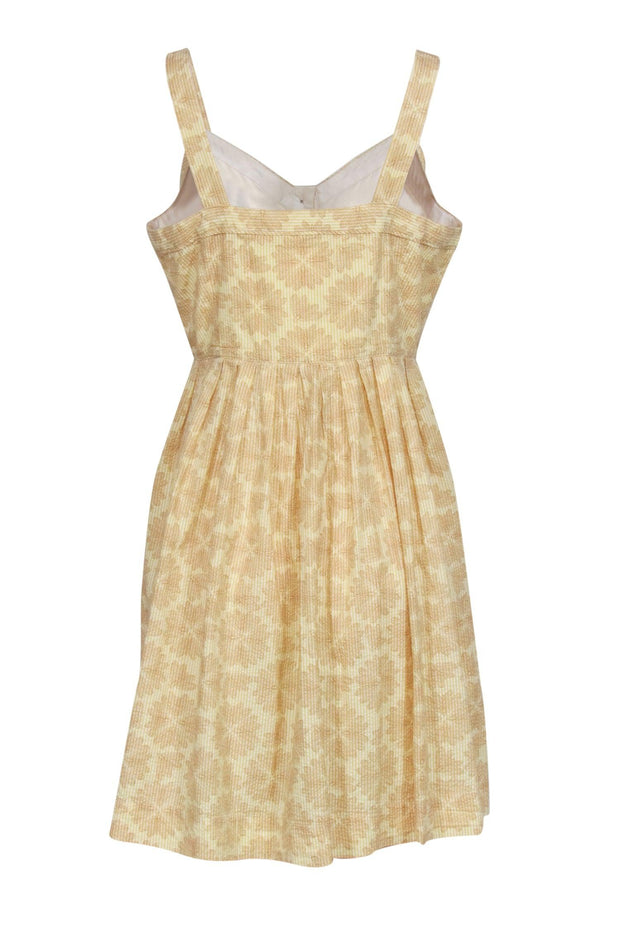 Current Boutique-Maeve - Yellow Seersucker Cotton Button-Front Dragonfly Dress Sz 12