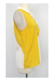 Current Boutique-Maeve - Yellow & White Silk Dyad Tank Blouse Sz 10