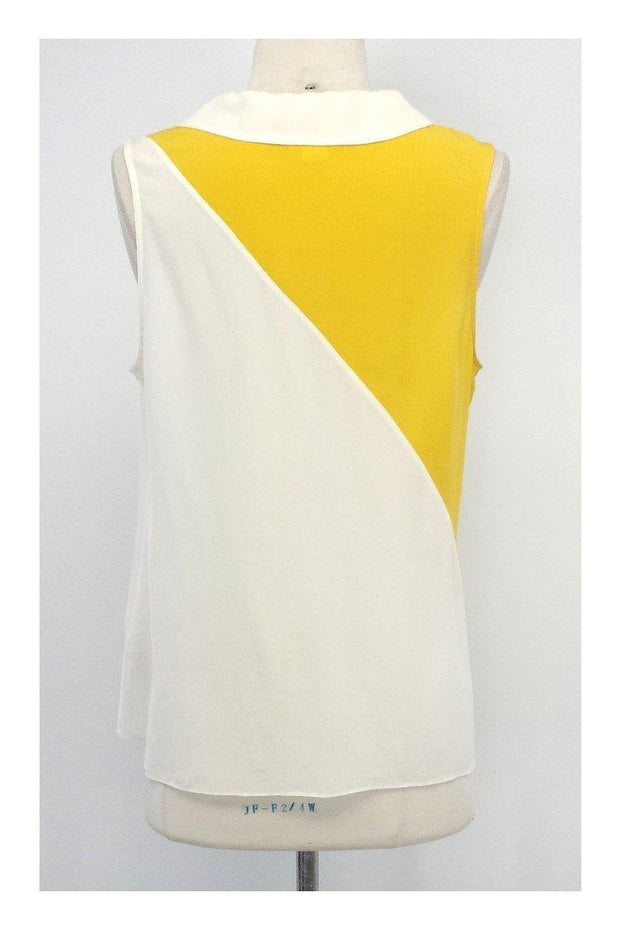 Current Boutique-Maeve - Yellow & White Silk Dyad Tank Blouse Sz 10