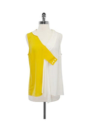 Current Boutique-Maeve - Yellow & White Silk Dyad Tank Blouse Sz 10