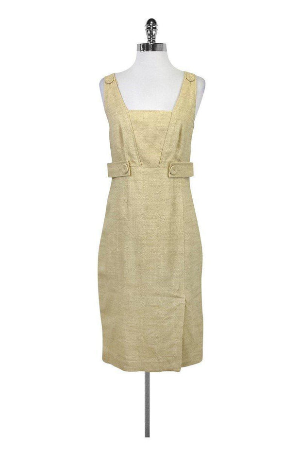 Current Boutique-Magaschoni - Beige Linen Sleeveless Dress Sz 4