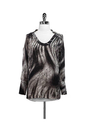 Current Boutique-Magaschoni Collection - Black & White Silk Print Top Sz 0