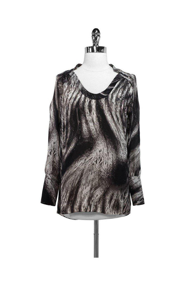 Current Boutique-Magaschoni Collection - Black & White Silk Print Top Sz 0