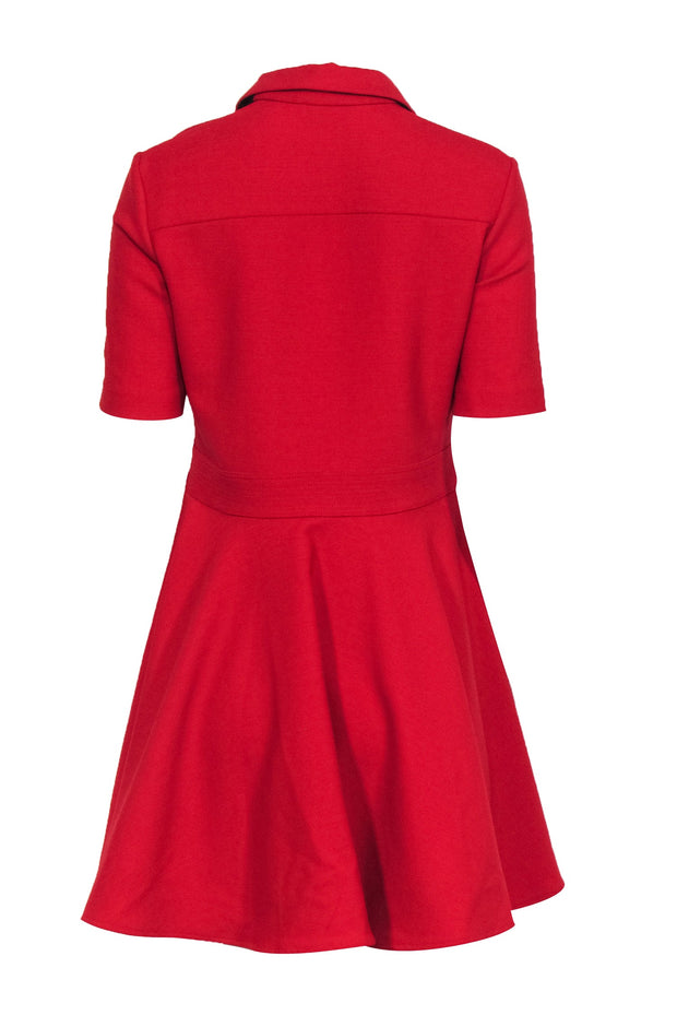 Current Boutique-Maison Kitsune - Red Short Sleeve Fit & Flare w/ Collar Sz L