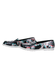 Current Boutique-Maison Martin Margiela - Black & Multicolored 3D Floral Print Loafers Sz 10