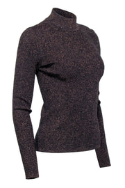 Current Boutique-Maje - Black & Bronze Sparkle Ribbed Knit Turtle Neck Top Sz 6