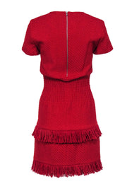 Current Boutique-Maje - Red Woven Cotton Blend Frayed Edge Dress Sz S