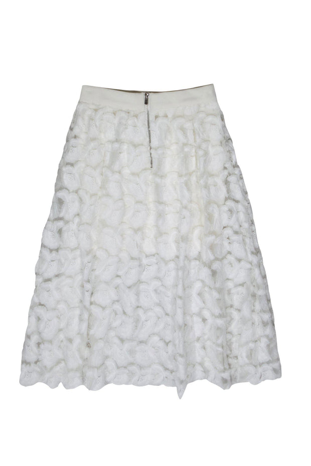 Current Boutique-Maje - White Floral Applique A-Line Skirt Sz 6