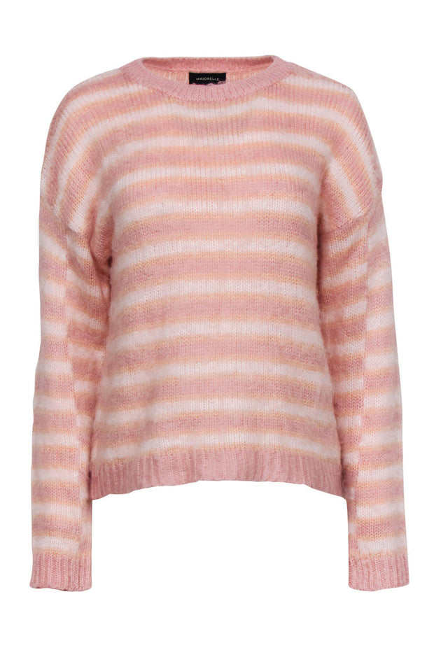 Current Boutique-Majorelle - Pink & Peach Striped Fuzzy Sweater Sz XS