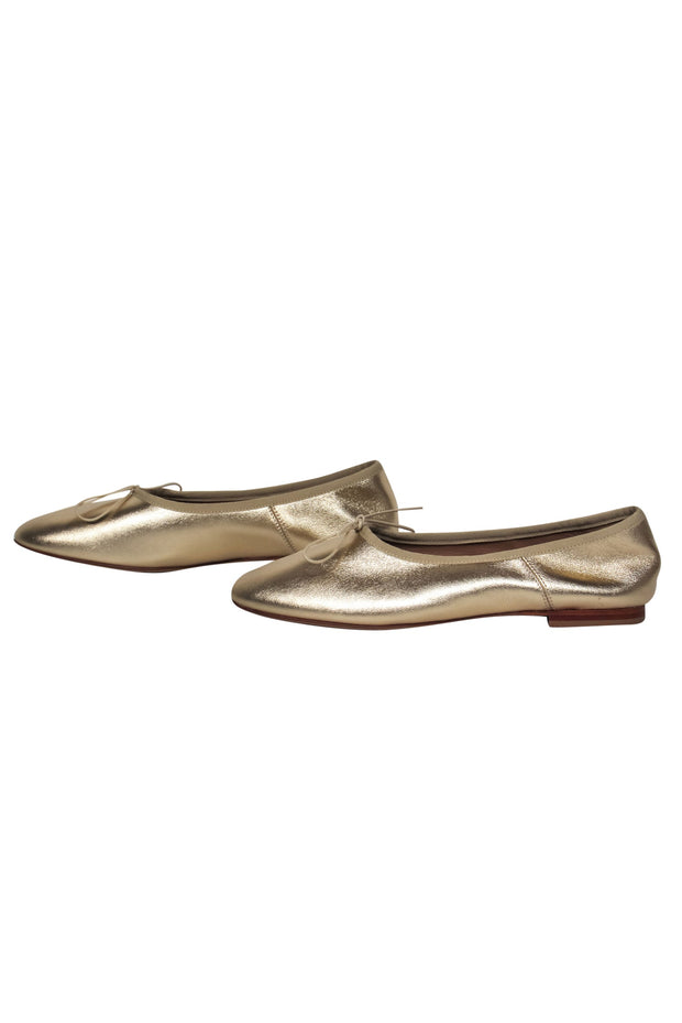 Current Boutique-Mansur Gavriel - Gold Leather "Dream Ballerina" Round Toe Flats Sz 9