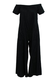 Current Boutique-Mara Hoffman - Black Cotton Off-the-Shoulder Jumpsuit Sz XS