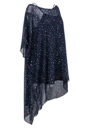 Current Boutique-Mara Hoffman - Navy Star Print Kaftan-Style Short Sleeve High-Low Dress Sz M