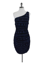 Current Boutique-Mara Hoffman - Navy & Velvet One Shoulder Ruched Dress Sz 2