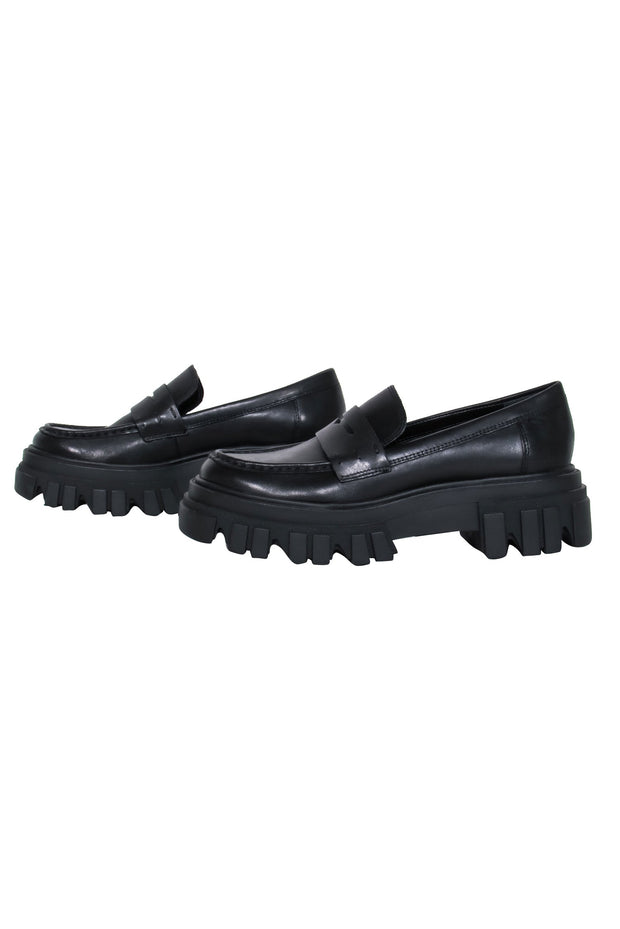 Current Boutique-Marc Fisher - Black Leather Platform Loafers Sz 7