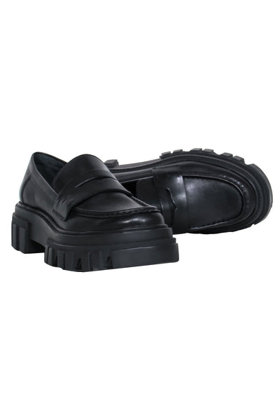 Current Boutique-Marc Fisher - Black Leather Platform Loafers Sz 7