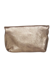 Current Boutique-Marc Jacobs - Gold Metallic Clasped Textured Leather Pouch