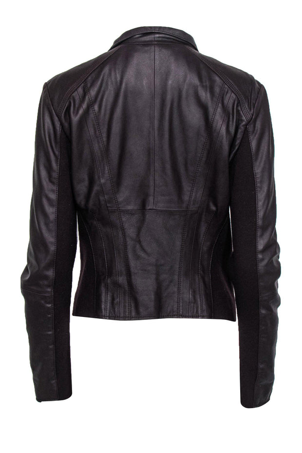 Current Boutique-Marc New York by Andrew Marc - Wine Red Zip-Up Moto-Style Leather Jacket Sz L