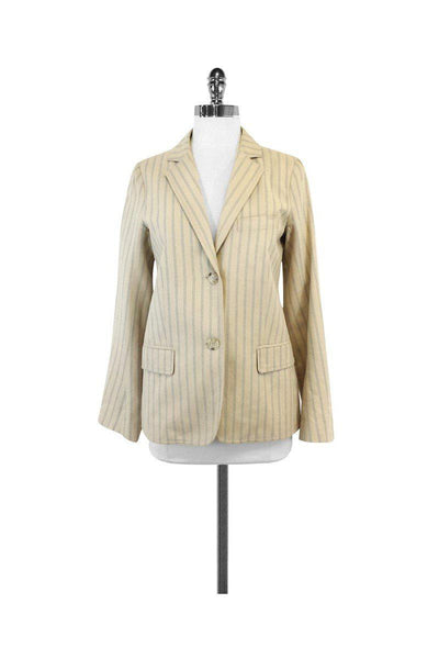 Current Boutique-Marc by Marc Jacobs - Beige & Blue Striped Cotton Blazer Sz 2