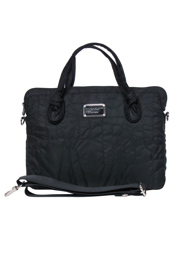 Current Boutique-Marc by Marc Jacobs - Black Logo Quilted Laptop Bag