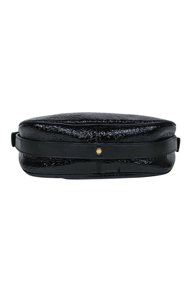 Current Boutique-Marc by Marc Jacobs - Black Patent Leather Reptile Embossed Saddle Bag