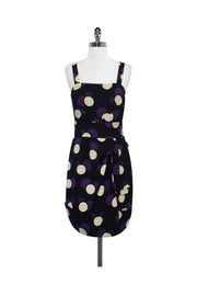 Current Boutique-Marc by Marc Jacobs - Black & Purple Polka Dot Silk Dress Sz 4