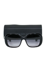 Current Boutique-Marc by Marc Jacobs - Black Rectangle Sunglasses w/ Silver Cutouts