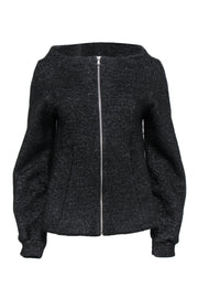 Current Boutique-Marc by Marc Jacobs - Black & Silver Sparkle Boat Neck Zip Up Jacket Sz M