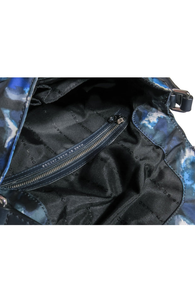 Current Boutique-Marc by Marc Jacobs - Black White & Blue Printed Nylon Crossbody Bag