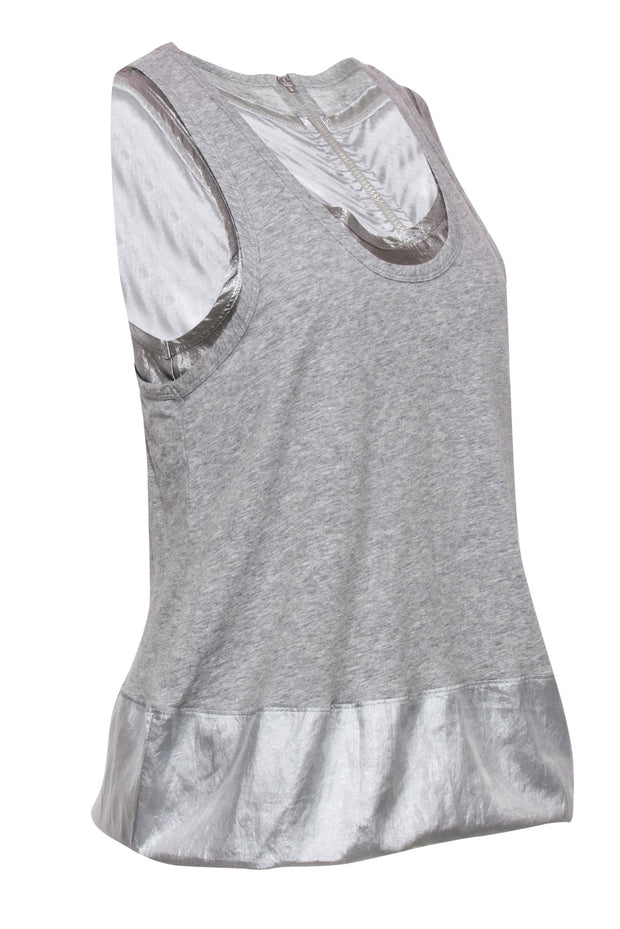 Current Boutique-Marc by Marc Jacobs - Gray Cotton Scoop Neck Tank w/ Satin Hem Sz S