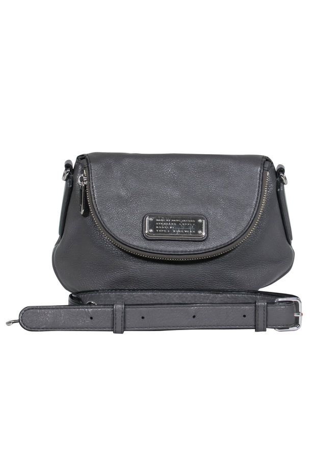 Current Boutique-Marc by Marc Jacobs - Gray Leather Flap Crossbody Bag