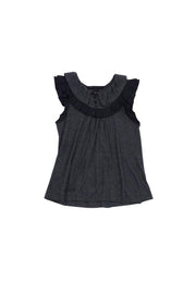 Current Boutique-Marc by Marc Jacobs - Grey & Black Sleeveless Ruffle Top Sz S