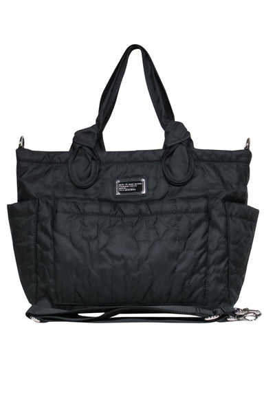 Current Boutique-Marc by Marc Jacobs - Large Black Logo Quilted Tote w/ Shoulder Strap