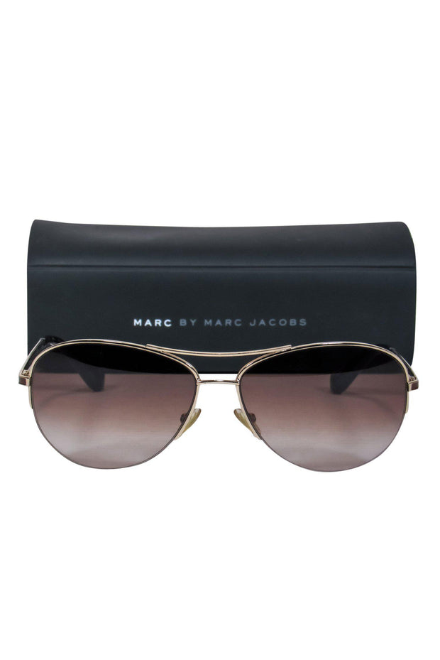 Current Boutique-Marc by Marc Jacobs - Light Gold Aviator Sunglasses