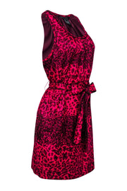 Current Boutique-Marc by Marc Jacobs - Magenta Leopard Print Sleeveless Belted Shift Dress Sz L