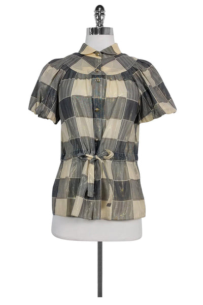 Current Boutique-Marc by Marc Jacobs - Metallic Plaid Top Sz 6