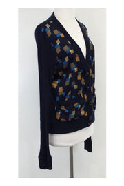 Current Boutique-Marc by Marc Jacobs - Navy Square Print Cardigan Sz M