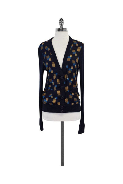 Current Boutique-Marc by Marc Jacobs - Navy Square Print Cardigan Sz M