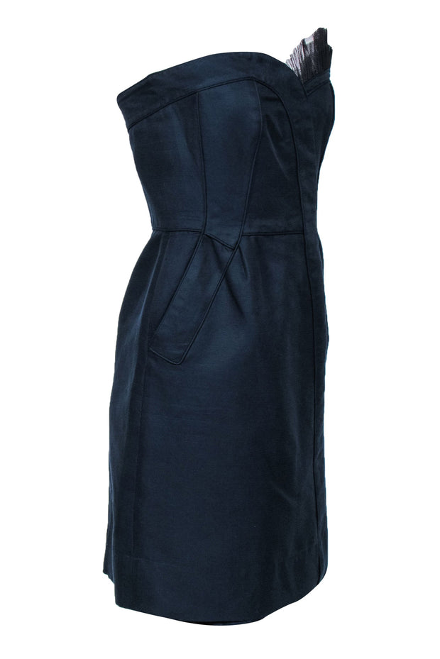 Current Boutique-Marc by Marc Jacobs - Navy Strapless Sheath Dress w/ Tulle Trim Sz 6