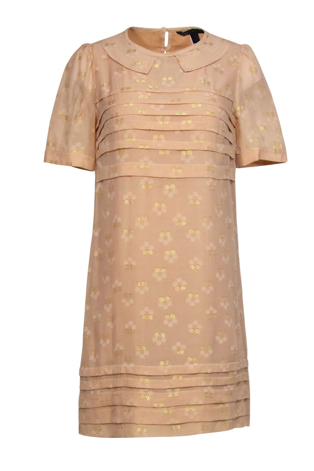 Current Boutique-Marc by Marc Jacobs - Peachy Tan & Gold Polka Dots Collared Dress Sz 2