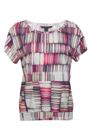 Current Boutique-Marc by Marc Jacobs - Pink & White Printed Cotton Blend Tee Sz M