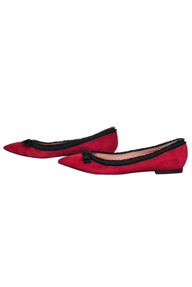 Current Boutique-Marc by Marc Jacobs - Red Suede Pointed Toe Flats w/ Black Trim & Bow Sz 9